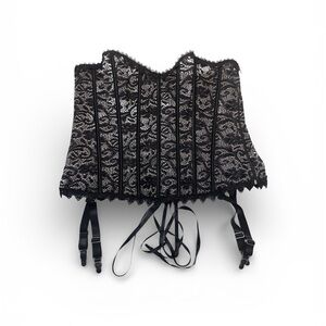 Hips & Curves Black Lace Corset Bustier Top Lace-up Back and Zipper 4X